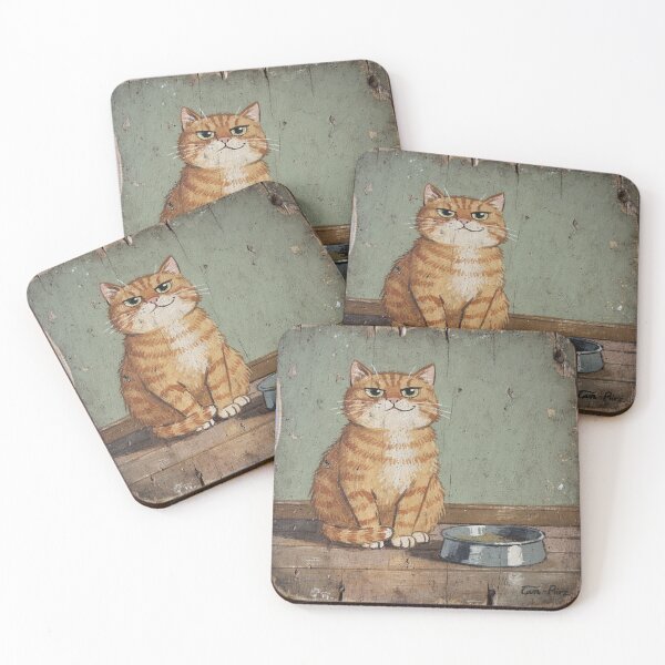 Item preview, Orange Tabby Demanding Breakfast at 5 AM Folk Art designed and sold by PictorialWhimsy.