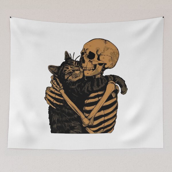 Item preview, Skeleton Hugging Cat Gothic Art Illustration designed and sold by SoyLamderma.
