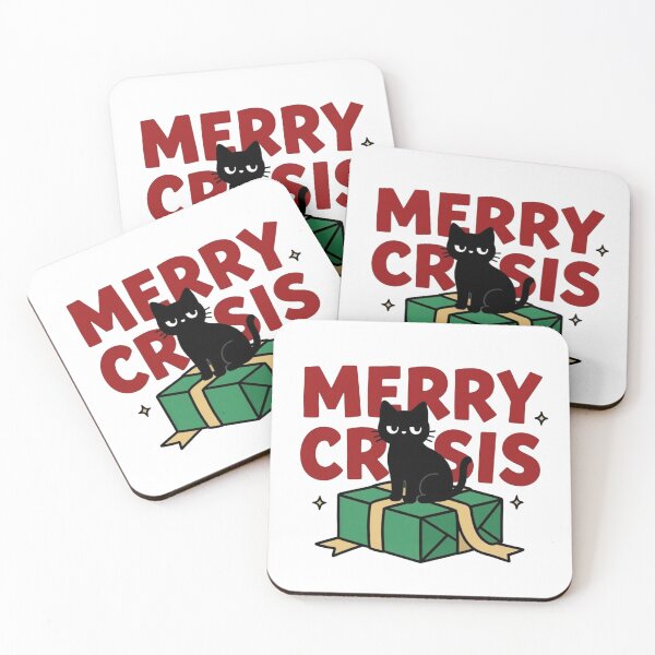 Item preview, Black Cat Sitting on Christmas Gift Box / Funny Holiday Illustration designed and sold by LuloCreative.