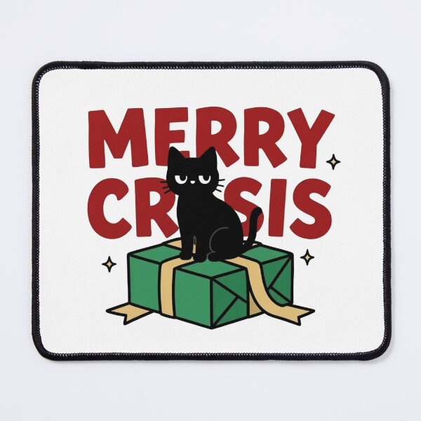Item preview, Black Cat Sitting on Christmas Gift Box / Funny Holiday Illustration designed and sold by LuloCreative.