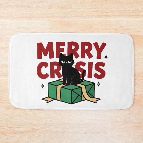 Item preview, Black Cat Sitting on Christmas Gift Box / Funny Holiday Illustration designed and sold by LuloCreative.
