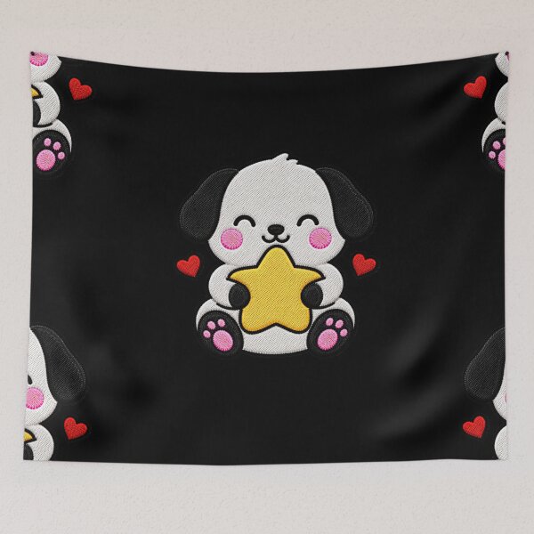 Item preview, Cute Puppy Hugging Yellow Star Kawaii Embroidery Patch designed and sold by ColorSplash123.