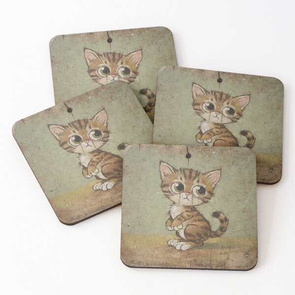 Item preview, Startled Kitten Who Just Heard the Can Opener Folk Art designed and sold by PictorialWhimsy.