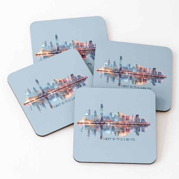 Item preview, Lost in the Lights - Vibrant Watercolor City Skyline & Water Reflection designed and sold by SeJaa.