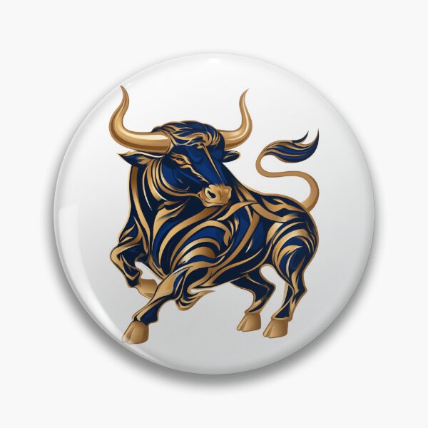 Item preview, Ornate Blue and Gold Charging Bull Graphic designed and sold by TrendyGalaxy.