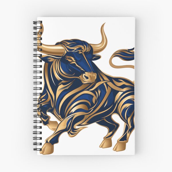 Item preview, Ornate Blue and Gold Charging Bull Graphic designed and sold by TrendyGalaxy.