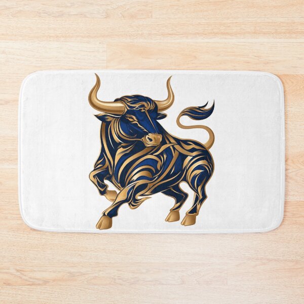 Item preview, Ornate Blue and Gold Charging Bull Graphic designed and sold by TrendyGalaxy.