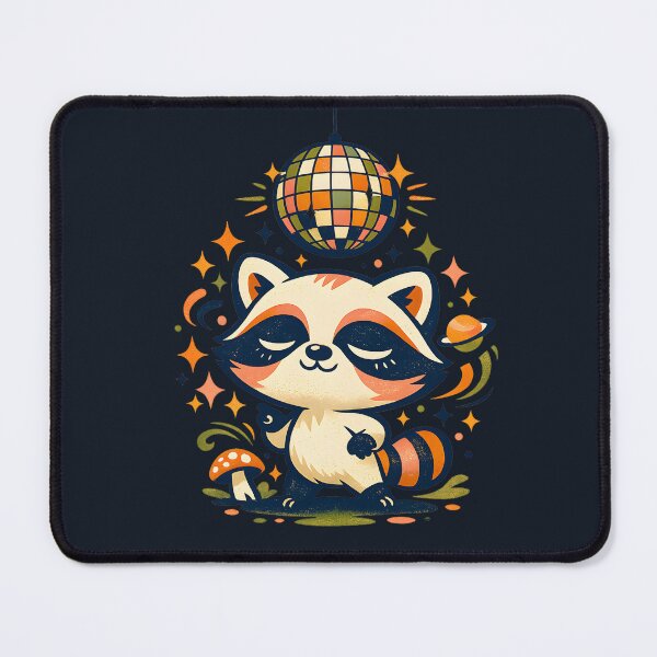 Item preview, Retro Mushroom Disco Raccoon Cute Space Cottagecore Party Art designed and sold by MCV-Designs.