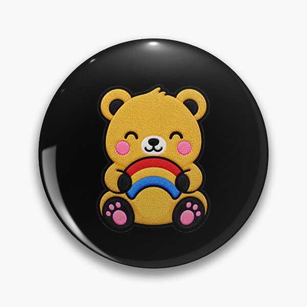 Item preview, Cute Bear Holding Rainbow Kawaii Embroidery Patch designed and sold by ColorSplash123.