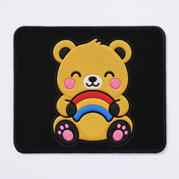 Item preview, Cute Bear Holding Rainbow Kawaii Embroidery Patch designed and sold by ColorSplash123.