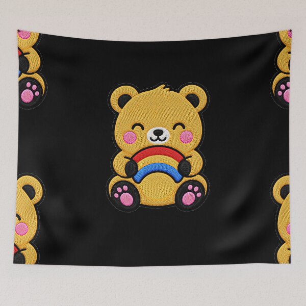Item preview, Cute Bear Holding Rainbow Kawaii Embroidery Patch designed and sold by ColorSplash123.