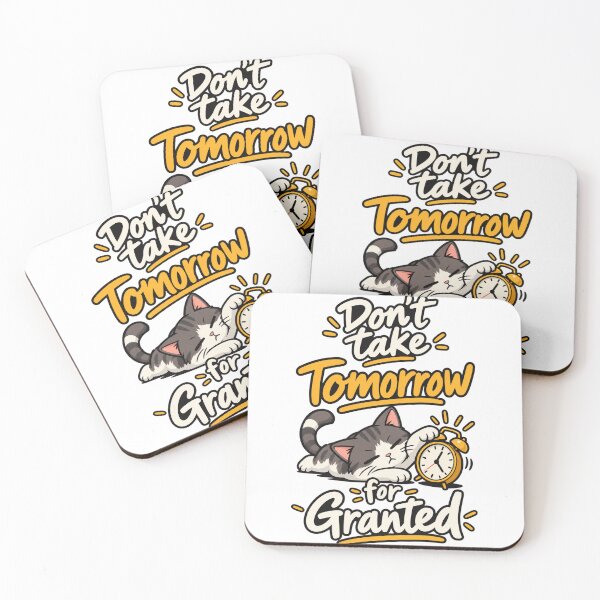 Item preview, Don't Take Tomorrow For Granted - Cute Cat Clock Vintage Quote designed and sold by RaulWeirdAndFun.