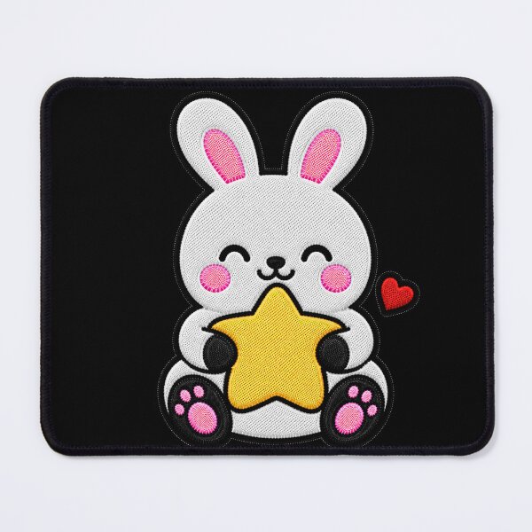 Item preview, Cute Bunny Hugging Yellow Star Kawaii Embroidery Patch designed and sold by ColorSplash123.