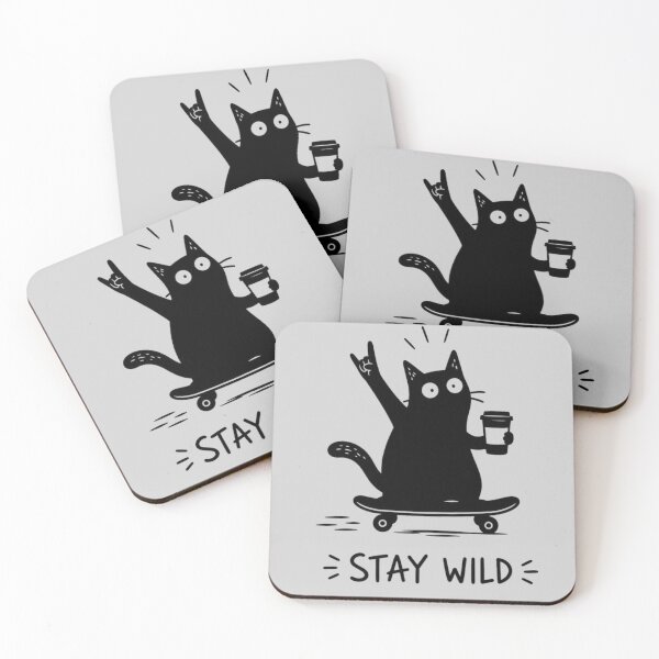 Item preview, Stay Wild Cat Skateboard designed and sold by RajDeals.