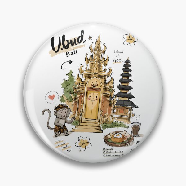 Item preview, Cute Bali Temple Ubud Doodle Art v2 designed and sold by RamyGallery.