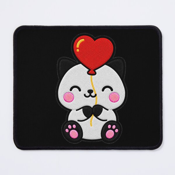 Item preview, Cute Cat Holding Red Heart Balloon Kawaii Embroidery Patch designed and sold by ColorSplash123.