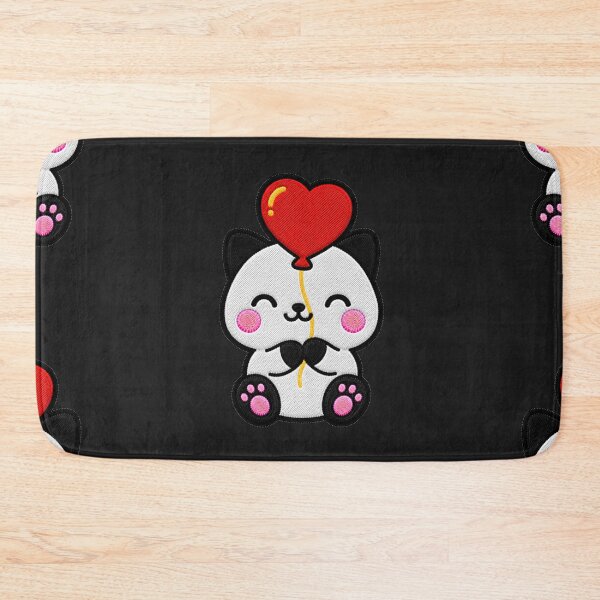 Item preview, Cute Cat Holding Red Heart Balloon Kawaii Embroidery Patch designed and sold by ColorSplash123.