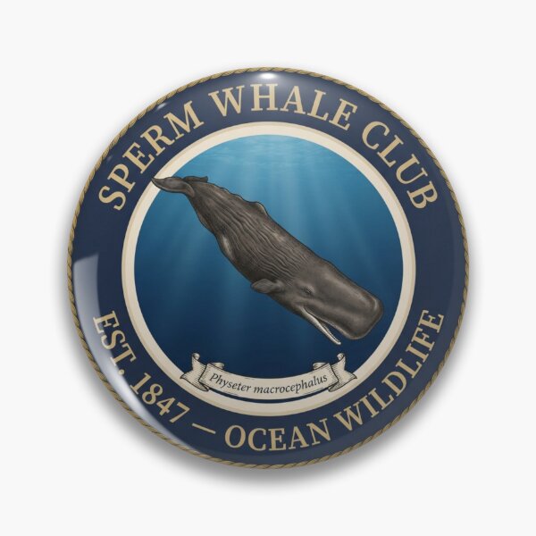Item preview, Sperm Whale Club Vintage Badge Ocean Wildlife designed and sold by CalmCapy Co.