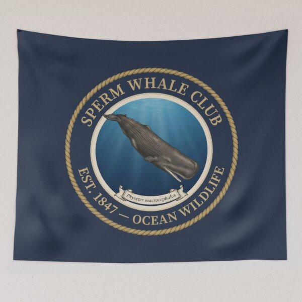 Item preview, Sperm Whale Club Vintage Badge Ocean Wildlife designed and sold by CalmCapy Co.