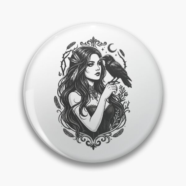 Item preview, Dark Feminine  Gothic Witch and Raven Vintage designed and sold by SOUFIANE1991.