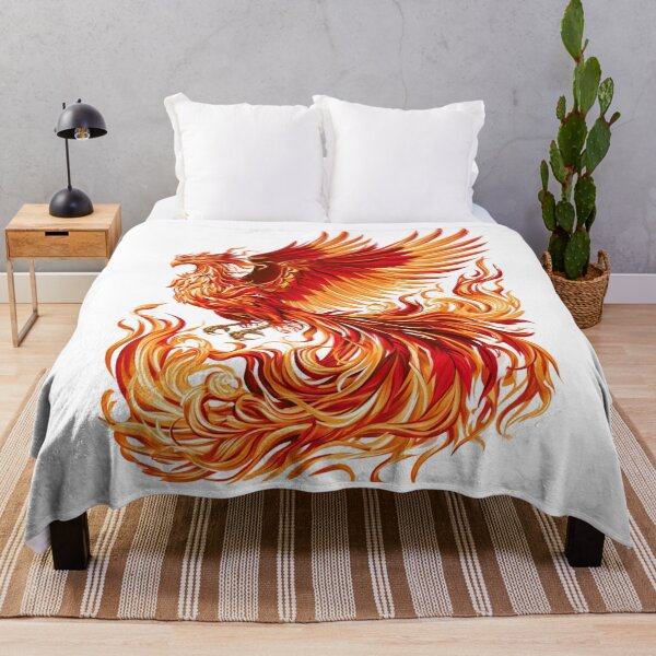 Item preview, Vibrant Red and Orange Fire Phoenix Illustration designed and sold by TrendyGalaxy.