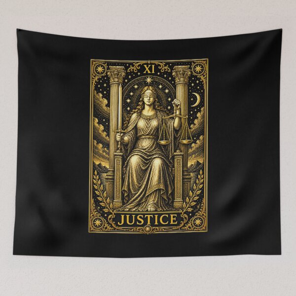 Item preview, Justice Tarot T-Shirt Gothic Major Arcana Occult Card Tee Mystical Unisex Shirt designed and sold by LintonGriffin.