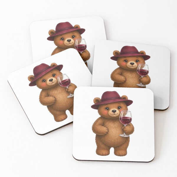 Item preview, An elegant teddy bear with a glass of wine. designed and sold by ArtNova17.