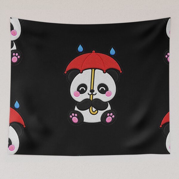 Item preview, Cute Panda Holding Red Umbrella Kawaii Embroidery Patch designed and sold by ColorSplash123.
