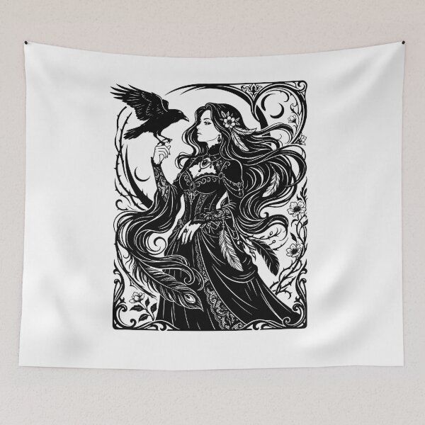 Item preview, Dark Feminine  Gothic Witch and Raven Vintage designed and sold by SOUFIANE1991.