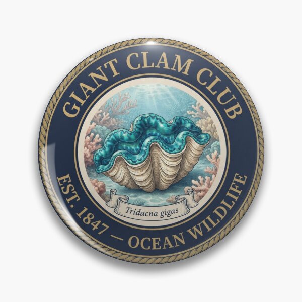 Item preview, Giant Clam Club Vintage Badge Coral Reef Art designed and sold by CalmCapy Co.