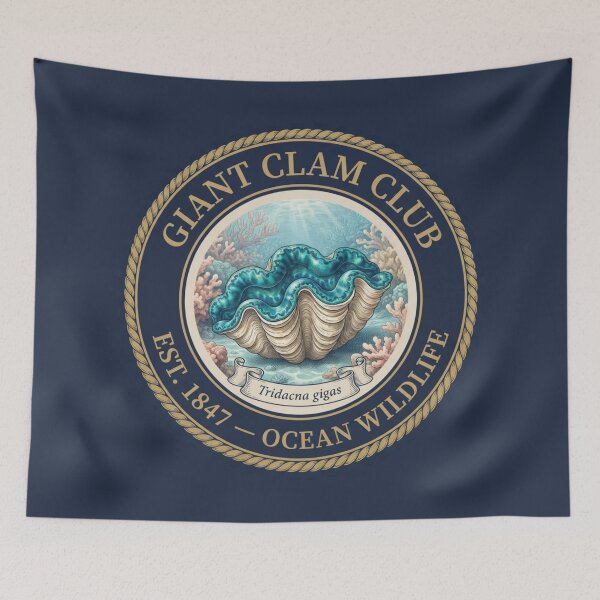 Item preview, Giant Clam Club Vintage Badge Coral Reef Art designed and sold by CalmCapy Co.