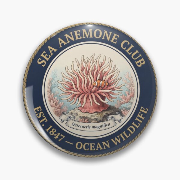 Item preview, Sea Anemone Club Vintage Badge Coral Reef Art designed and sold by CalmCapy Co.