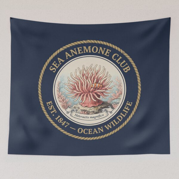 Item preview, Sea Anemone Club Vintage Badge Coral Reef Art designed and sold by CalmCapy Co.