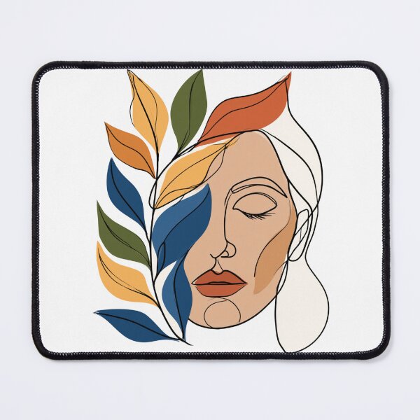 Item preview, Aesthetic Botanical Woman Face Line Art with Leaves designed and sold by TrendyGalaxy.