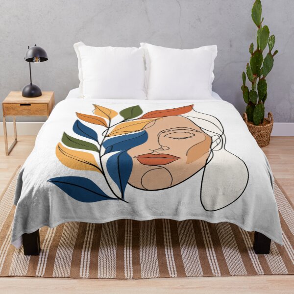 Item preview, Aesthetic Botanical Woman Face Line Art with Leaves designed and sold by TrendyGalaxy.