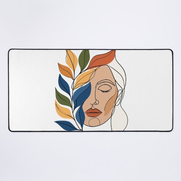 Item preview, Aesthetic Botanical Woman Face Line Art with Leaves designed and sold by TrendyGalaxy.