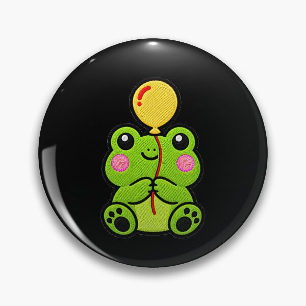 Item preview, Cute Frog Holding Yellow Balloon Kawaii Embroidery Patch designed and sold by ColorSplash123.