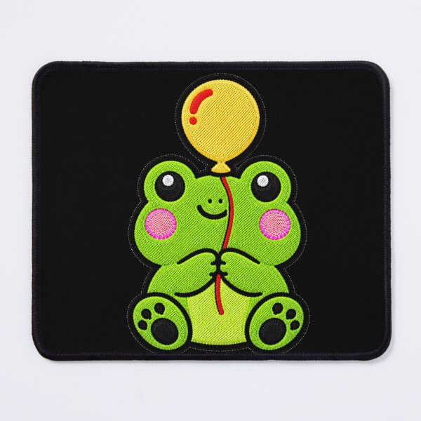 Item preview, Cute Frog Holding Yellow Balloon Kawaii Embroidery Patch designed and sold by ColorSplash123.