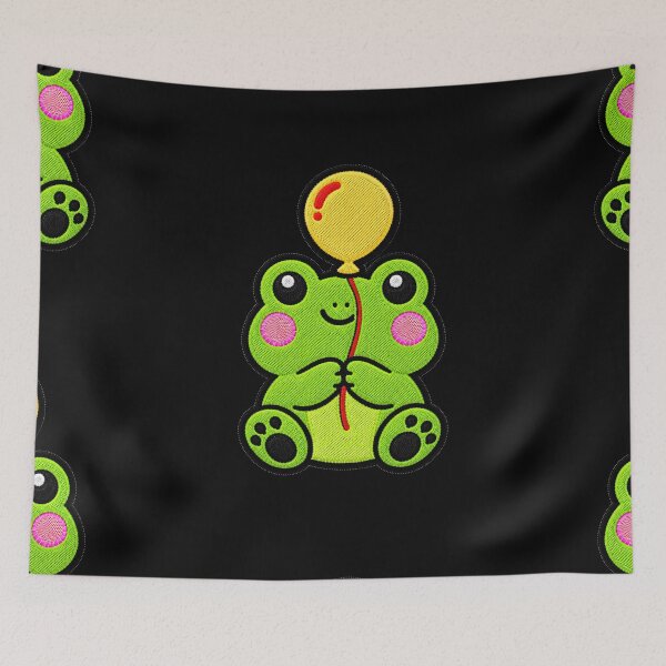 Item preview, Cute Frog Holding Yellow Balloon Kawaii Embroidery Patch designed and sold by ColorSplash123.