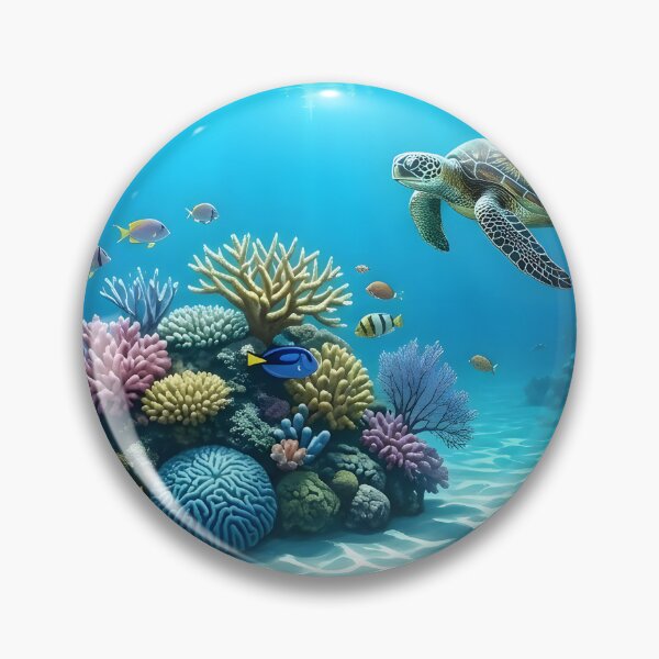 Item preview, Panoramic Underwater Coral Reef Wall Art Print | Sea Turtle & Tropical Fish Canvas | Oil Painting Effect Marine Life Poster | Vibrant Ocean Home Decor designed and sold by SergioMiklos.