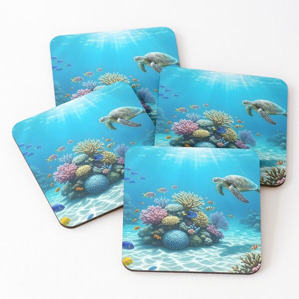 Item preview, Panoramic Underwater Coral Reef Wall Art Print | Sea Turtle & Tropical Fish Canvas | Oil Painting Effect Marine Life Poster | Vibrant Ocean Home Decor designed and sold by SergioMiklos.