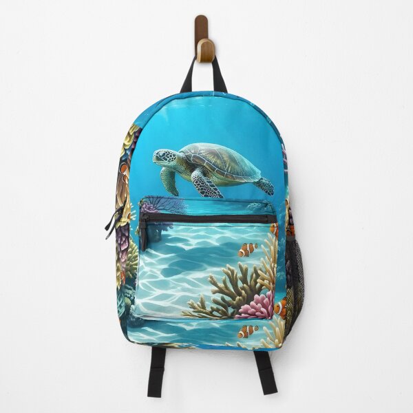 Item preview, Panoramic Underwater Coral Reef Wall Art Print | Sea Turtle & Tropical Fish Canvas | Oil Painting Effect Marine Life Poster | Vibrant Ocean Home Decor designed and sold by SergioMiklos.