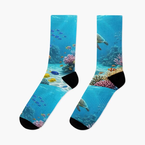 Item preview, Panoramic Underwater Coral Reef Wall Art Print | Sea Turtle & Tropical Fish Canvas | Oil Painting Effect Marine Life Poster | Vibrant Ocean Home Decor designed and sold by SergioMiklos.