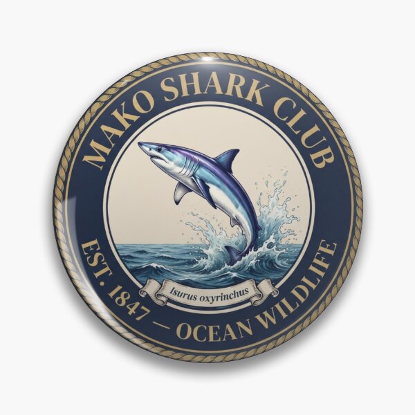 Item preview, Mako Shark Club Vintage Badge Ocean Wildlife designed and sold by CalmCapy Co.