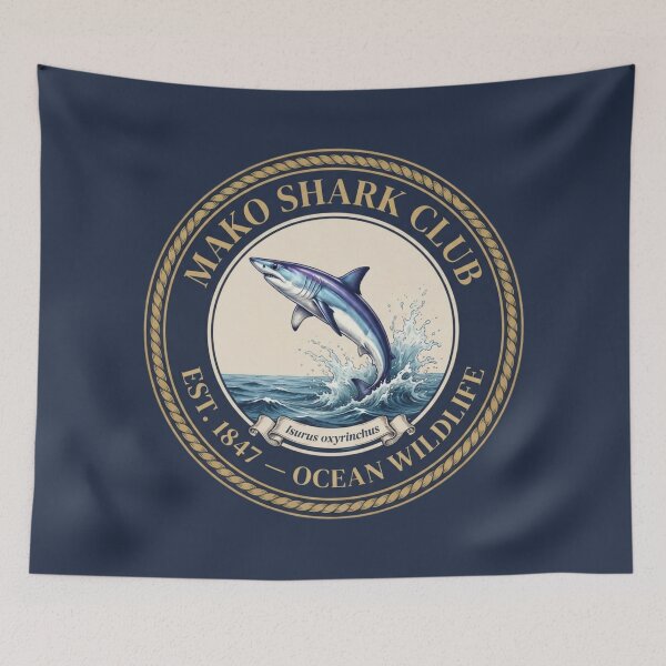 Aperçu de l'œuvre Insigne vintage du Mako Shark Club, faune marine créée et vendue par CalmCapy Co.