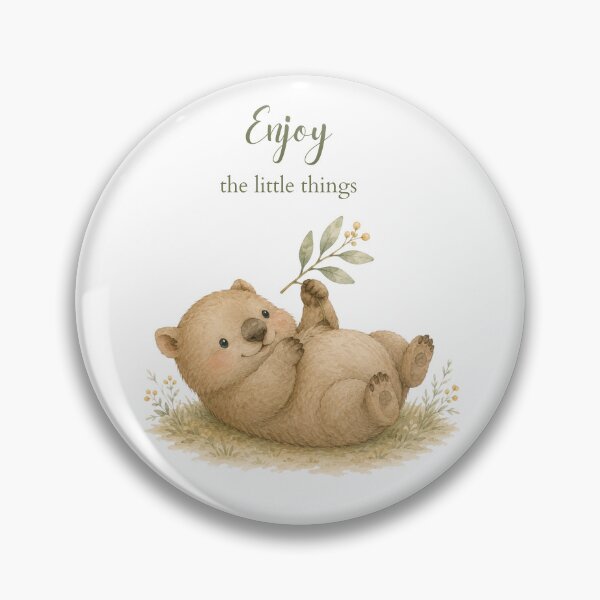 Item preview, Cute Wombat with Enjoy the Little Things Quote designed and sold by Birdsong Blessings.