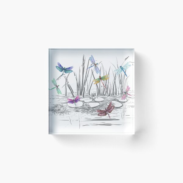 Item preview, Dragonflies Over Lotus Pond Illustration designed and sold by Mazza-mazza.