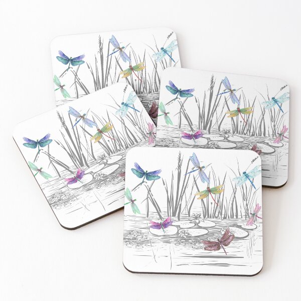 Item preview, Dragonflies Over Lotus Pond Illustration designed and sold by Mazza-mazza.