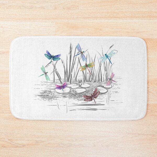 Item preview, Dragonflies Over Lotus Pond Illustration designed and sold by Mazza-mazza.