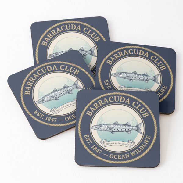 Item preview, Barracuda Club Vintage Badge Ocean Wildlife Art designed and sold by CalmCapy Co.